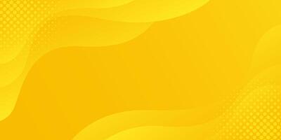 Bright yellow gradient fluid wave background with halftone, dynamic banner vector