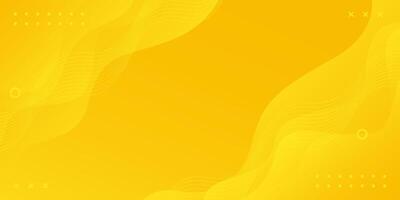 Bright yellow abstract fluid wave background with geometric shapes, modern dynamic wallpaper vector