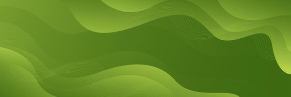 Abstract green gradient fluid wave background, modern dynamic banner. Nature color vector