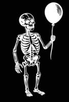 Skeleton Holding a Balloon for Halloween vector