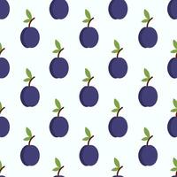 Seamless Pattern with Plum. Summer fruit background. flat illustration. vector