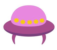 Alien spaceship, spacecrafts and UFO. Cosmic ship in form saucer for transportation. Children clip art. cartoon flat illustration for space design. vector