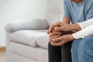 asian mother support daughter discussing study problems. Parent encourages and empathy child suffers depression. psychological, trust, care, cry, expectation, teen problems, bullying, learn problem photo
