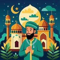 Flat Islamic New Year Design in Bold Colors vector