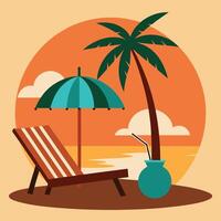 Tropical Sunset Scene with Colorful Sky Art vector