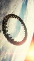UFO Spaceship Hovering in the sky elements furnished by NASA, vertical video