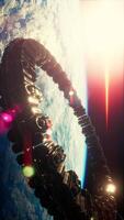 UFO Spaceship Hovering in the sky elements furnished by NASA, vertical video