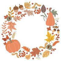Cozy round autumn frame for seasonal design vector