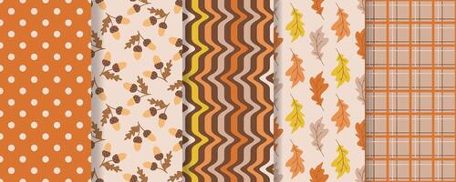 Cozy autumn seamless pattern set vector
