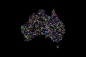 Colorful australia country map border circles abstract background vector