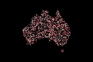 Red and white australia country map border circles abstract background vector