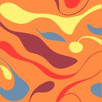 A colorful abstract design featuring various shapes in shades of orange, yellow, red, blue, purple, and brown. The design creates a dynamic and eye-catching visual with a minimalist and modern. vector