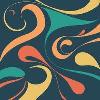 An abstract art piece featuring swirling lines and shapes in vibrant colors against a dark blue background. It's a visually engaging design with a modern aesthetic. vector