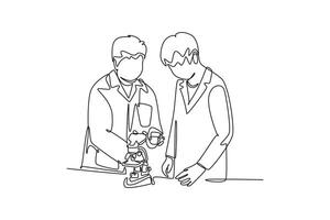 Scientist concept. Single line draw design graphic illustration. vector