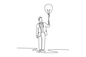 Starting a Business concept. Single line draw design graphic illustration. vector