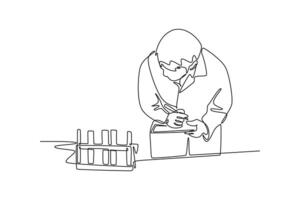 Scientist concept. Single line draw design graphic illustration. vector