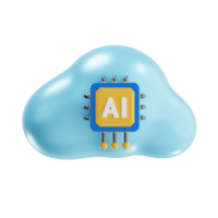 ai cloud 3d icon, artificial intelligence 3d set, transparent background png