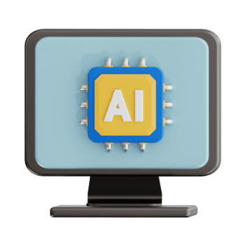 ai computer 3d icona, artificiale intelligenza 3d impostare, trasparente sfondo png