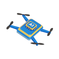 ai drone 3d icon, artificial intelligence 3d set, transparent background png