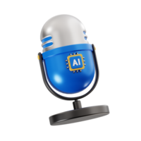 ai voice recognition 3d icon, artificial intelligence 3d set, transparent background png