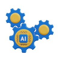 ai machine 3d icon, artificial intelligence 3d set, transparent background png