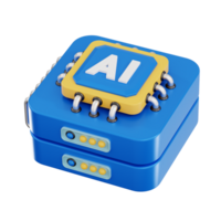 ai server 3d icon, artificial intelligence 3d set, transparent background png