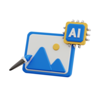 ai image generator 3d icon, artificial intelligence 3d set, transparent background png
