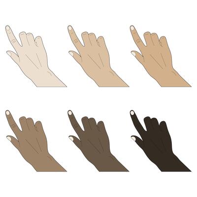 A set of images of human hands of different skin tones.