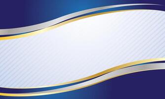 Blue and gold certificate background, stylish wave abstract vector