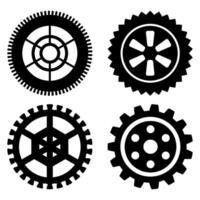 Set of different gear icons. Business communication concept for your design. Mechanisms, gear wheel. Black gear symbols. Progress or maintenance process, work cycle. vector