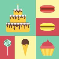 Set of flat icons with different sweets vector