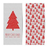 Merry Christmas greeting card or vertical banner with hand drawn Christmas tree pattern vector