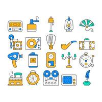 Retro Stuff Devices Collection Icons Set vector