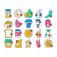 Allergy On Products Collection Icons Set vector