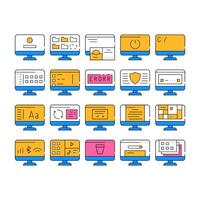 Operating System Pc Collection Icons Set vector