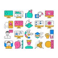 Vr Designer Occupation Collection Icons Set vector