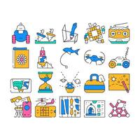 Toy And Children Game Collection Icons Set vector