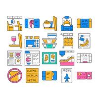 Airline Food Nutrition Collection Icons Set vector