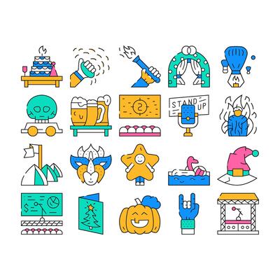 Events And Festival Collection Icons Set