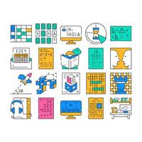 Self Study Lessons Collection Icons Set vector