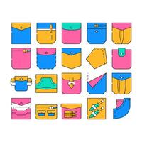 Patch Pocket Clothes Collection Icons Set vector