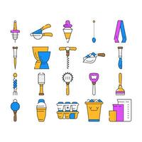 Bartender Accessory Collection Icons Set vector