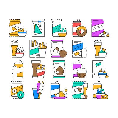 Snacks Food And Drink Collection Icons Set