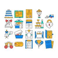 Wedding Day Accessory Collection Icons Set vector