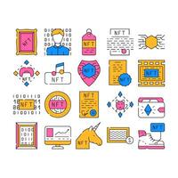 Nft Digital Technology Collection Icons Set vector