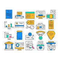 Tax Financial Payment For Income Icons Set vector