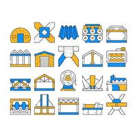 Self-framing Metallic Building Icons Set vector