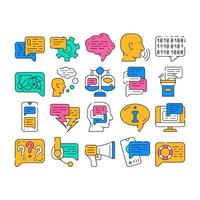 Speak Conversation And Discussion Icons Set vector