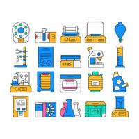 Laboratory Equipment For Analysis Icons Set vector