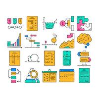 Planning Startup Project Strategy Icons Set vector